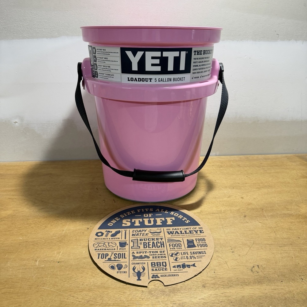 Yeti Power Pink Loadout Bucket 5 Gallon Utility Heavy Duty Camping Fishing